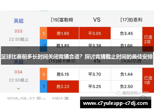 足球比赛前多长时间关闭竞猜合适？探讨竞猜截止时间的最佳安排